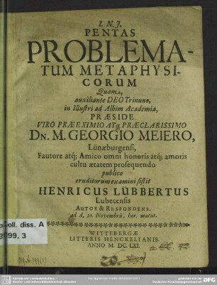 Pentas problematum metaphysicorum