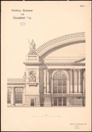 Hauptbahnhof, Frankfurt/Main: Fassadendetailansicht, Maßstab 1:50