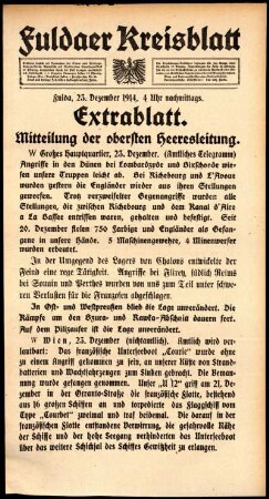 Zweite Ausgabe vom Mittwoch, den 23. Dezember 1914.