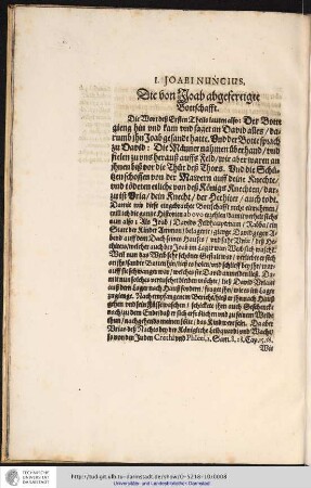 I. JOABI NUNCIUS, Die von Joab abgefertigte Bottschafft.