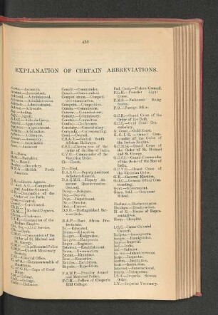 Explanation of certain Abbreviations