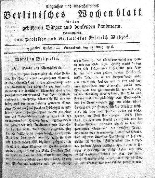 386stes Stueck, 25. May 1816