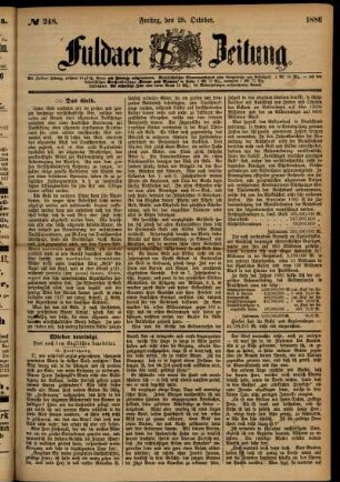Ausgabe vom Freitag, den 29. Oktober 1886.