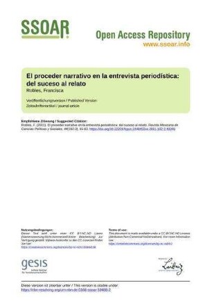 El proceder narrativo en la entrevista periodística: del suceso al relato