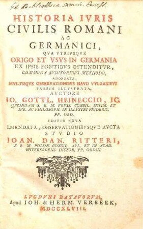 Historia Ivris Civilis Romani Ac Germanici