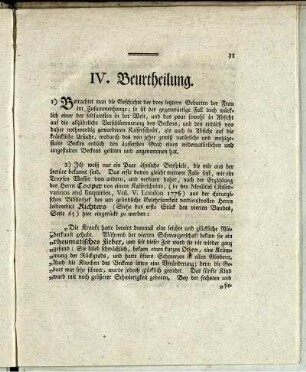 IV. Beurtheilung.