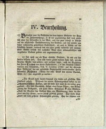 IV. Beurtheilung.