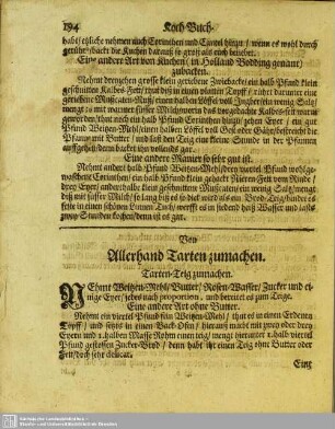 Von allerhand Tarten zumachen