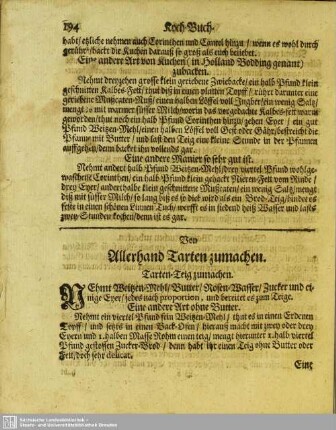 Von allerhand Tarten zumachen