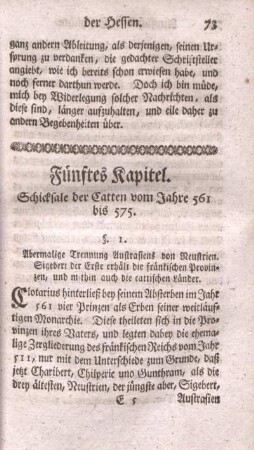 Fünftes Kapitel. Schicksale der Catten vom Jahre 561 bis 575.