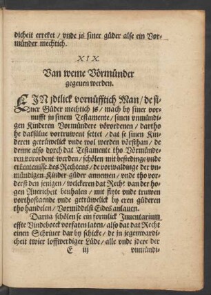 XIX. Van weme Vörmünder gegeuen werden.