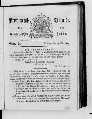 Num. 28, Ausgabe vom 14. Juli 1819