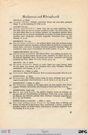 Skulpturen und Kleinplastik (Nr. 330-368)