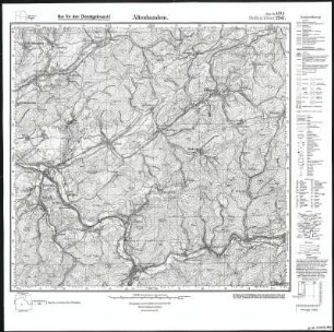 Meßtischblatt 2787, neue Nr. 4814 : Altenhundem, 1936 : Altenhundem. - Hrsg. 1896, einz. Nachtr. 1927, gedr. [19]36. - 1:25000. - [Berlin]: Reichsamt für Landesaufnahme, 1936. - 1 Kt.