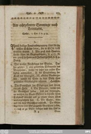 Am achtzehnten Sonntage nach Trinitatis. Epistel, Epistel, 1. Cor. I. V. 4 - 9.
