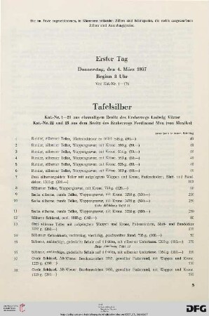 Tafelsilber (Nr. 1-39)