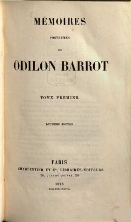 Mémoires posthumes, I