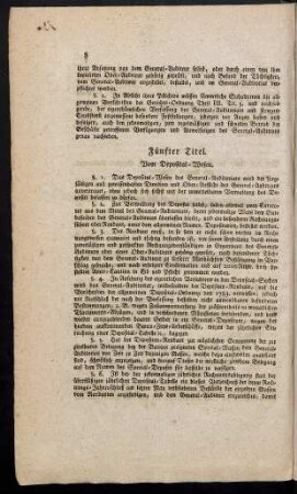 Fünfter Titel. Vom Deposital-Wesen.