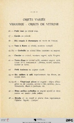 Objets variés - Verrerie - Objets de vitrine (Nr. 16-68)