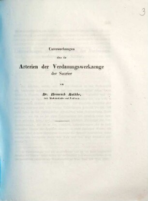 Untersuchungen über die Arterien der Verdauungswerkzeuge der Saurier