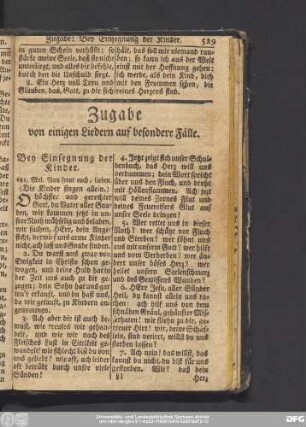 Zugabe von einigen Liedern auf besondere Fälle.