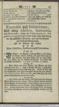 Exercitia und Imitationes, über einige Adjectiva, Substantiva, und Pronomina
