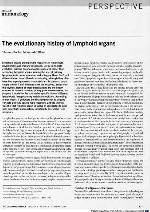 The evolutionary history of lymphoid organs