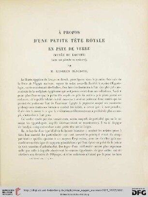 1: À propos d'une petite tête Royale en pâte de verre (Musée du Louvre)