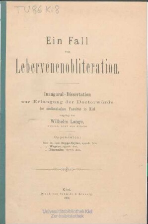 Ein Fall von Lebervenenobliteration