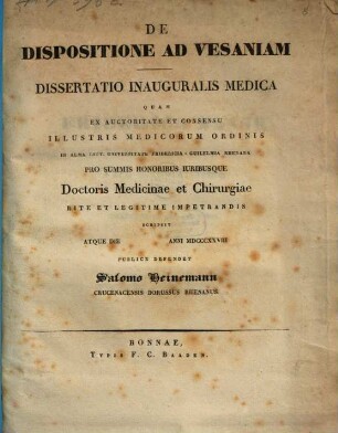 De dispositione ad vesaniam