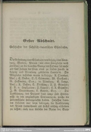 Erster Abschnitt. Geschichte der sächsisch-baierschen Eisenbahn