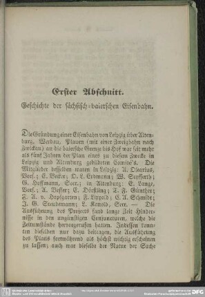 Erster Abschnitt. Geschichte der sächsisch-baierschen Eisenbahn