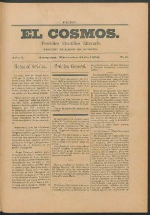 Tercer número de agosto, Miércoles 31 de 1892