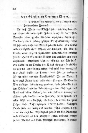 Von Göschen an Professor Meyer.