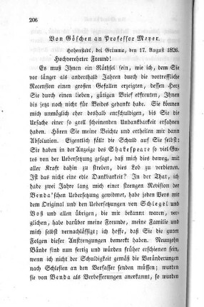 Von Göschen an Professor Meyer.