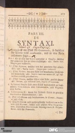 Pars III. De Syntaxi