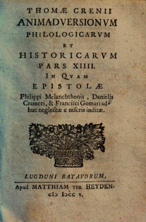 Thomae Crenii Animadversiones Philologicae Et Historicae, 14