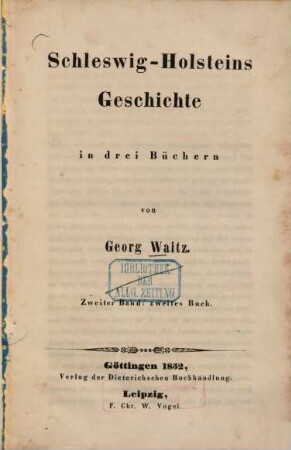 Schleswig-Holsteins Geschichte in drei Büchern, 2,1. 2. Buch : 1