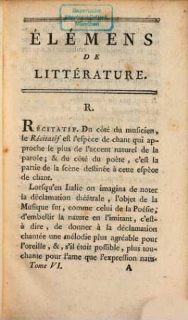 Élémens De Littérature, 6