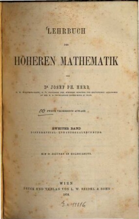 Lehrbuch der höheren Mathematik, 2. Differential- und Integralrechnung