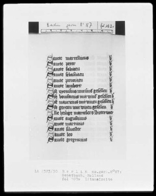 Gebetbuch — Litaneiseite, Folio 103verso