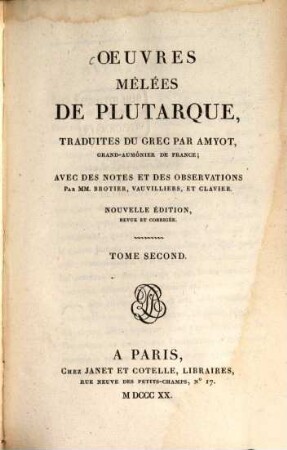 Oeuvres mêlées de Plutarque, 2