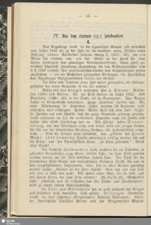 IV. Aus dem eisernen (17.) Jahrhundert