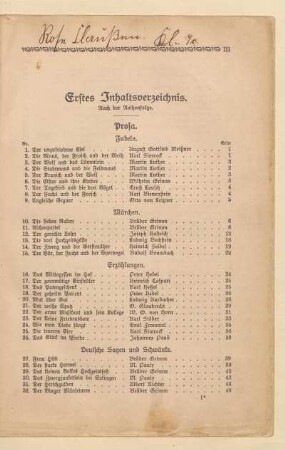 Erstes Inhaltsverzeichnis