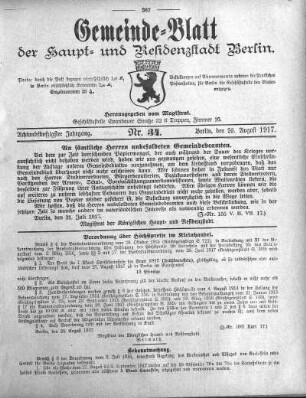 1917,34: Nr. 34, 26. August 1917