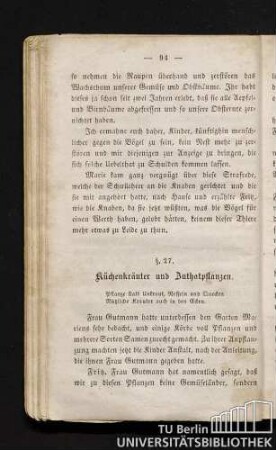 §. 27. Küchenkräuter und Zuthatpflanzen.