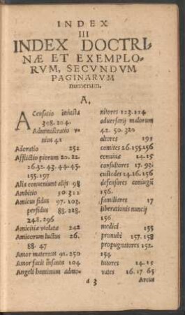 III. Index Doctrinae Et Exemplorum, Secundum Paginarum numerum.