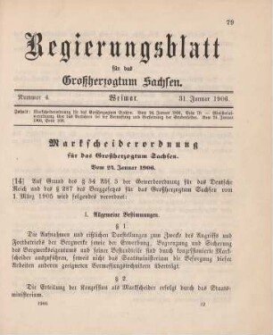 14. Markscheiderordnung für das Großherzogtum Sachsen
