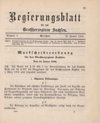 14. Markscheiderordnung für das Großherzogtum Sachsen