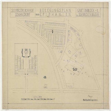 Belegungspläne Epiphanien (kartoniert) Südwestkirchhof Stahnsdorf - Gartenblock I, Feld 1a, Schwedenblock